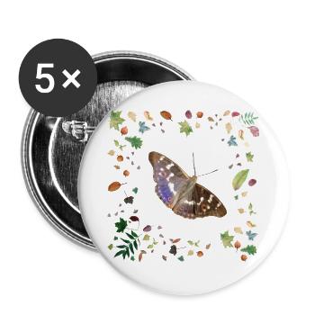 Kleiner Schillerfalter mit Herbstlaub - Buttons groß 56 mm (5er Pack) - Weiß - Vorne