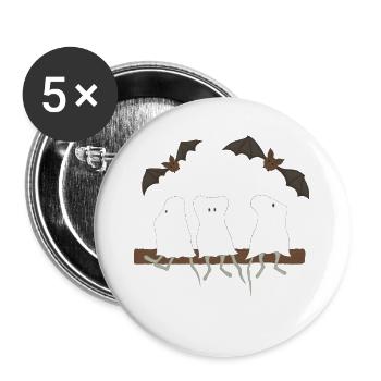 Mäuse-Geistertrio am Ast - Buttons groß 56 mm (5er Pack) - Weiß - Vorne