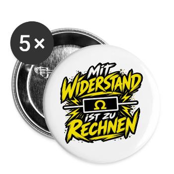 Elektriker – Mit Widerstand ist zu rechnen - Buttons groß 56 mm (5er Pack) - Weiß - Vorne