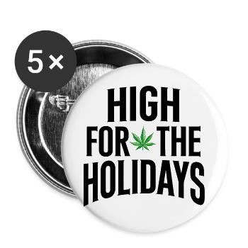 High für die Feiertage - Buttons groß 56 mm (5er Pack) - Weiß - Vorne