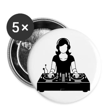 DJ - Buttons groß 56 mm (5er Pack) - Weiß - Vorne