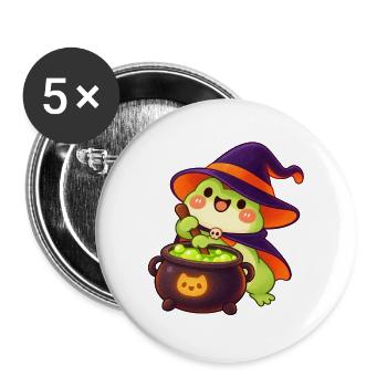Froschzauber im Hexenkessel - Buttons groß 56 mm (5er Pack) - Weiß - Vorne