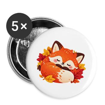 Ruhevoller Herbstfuchs im Laub - Buttons groß 56 mm (5er Pack) - Weiß - Vorne