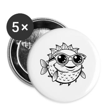 Puppenfisch - Buttons groß 56 mm (5er Pack) - Weiß - Vorne