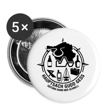 Saarcacher Geocaching Saarland - Buttons groß 56 mm (5er Pack) - Weiß - Vorne