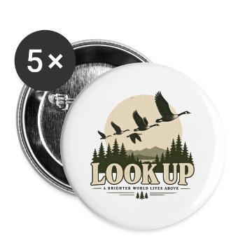 Schau nach oben - Buttons groß 56 mm (5er Pack) - Weiß - Vorne