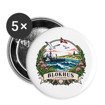 Blokhus Küstenidylle - Buttons groß 56 mm (5er Pack) - Weiß - Vorne