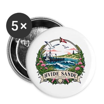 Hvide Sande Küstenromantik - Buttons groß 56 mm (5er Pack) - Weiß - Vorne