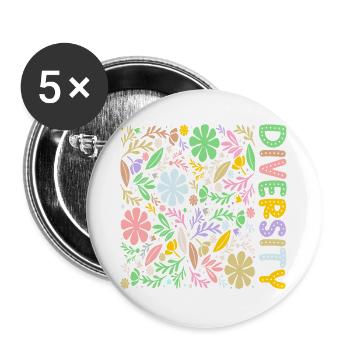 Blumenvielfalt - Buttons groß 56 mm (5er Pack) - Weiß - Vorne