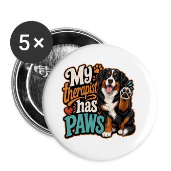 Berner Sennenhund - Buttons groß 56 mm (5er Pack) - Weiß - Vorne