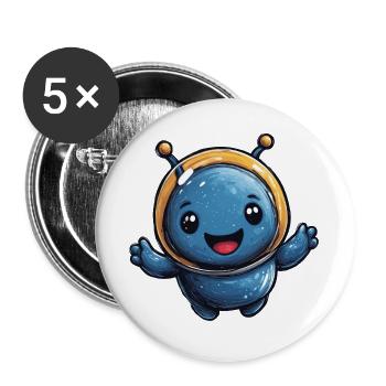 Kosmischer Astronaut Alien - Buttons groß 56 mm (5er Pack) - Weiß - Vorne