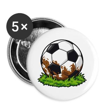 Schlammiger Fußball - Buttons groß 56 mm (5er Pack) - Weiß - Vorne