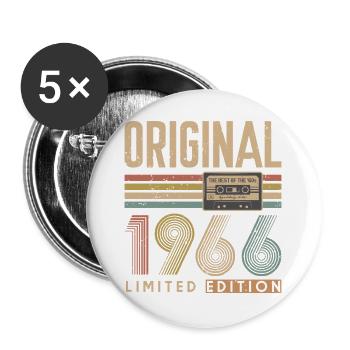60. Geburtstag, 60 Jahre - Buttons groß 56 mm (5er Pack) - Weiß - Vorne