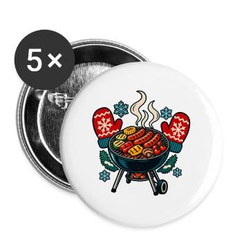 Wintergrillrunde – Gemeinsam an die Glut - Buttons groß 56 mm (5er Pack) - Weiß - Vorne