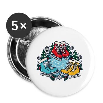 Eislaufcrew – Zusammen aufs Eis - Buttons groß 56 mm (5er Pack) - Weiß - Vorne