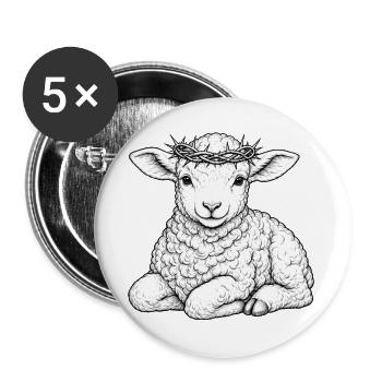 Jesus – Lamm Gottes - Buttons groß 56 mm (5er Pack) - Weiß - Vorne