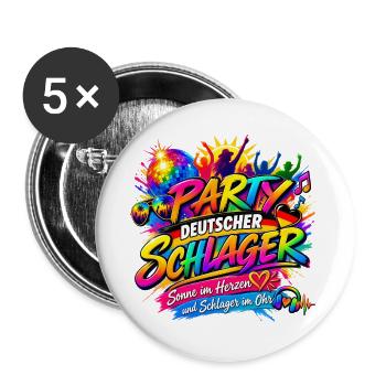 Deutscher Schlager , Schlager Party - Buttons groß 56 mm (5er Pack) - Weiß - Vorne
