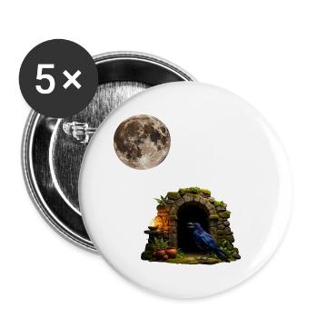 Mondnacht im Krähen tor - Buttons groß 56 mm (5er Pack) - Weiß - Vorne