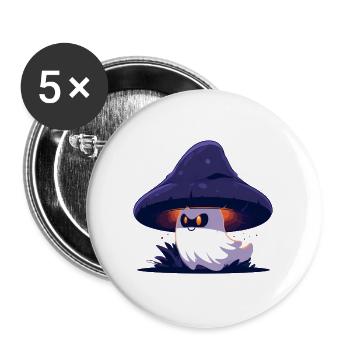 Spooky Mushroom Ghost - Buttons groß 56 mm (5er Pack) - Weiß - Vorne