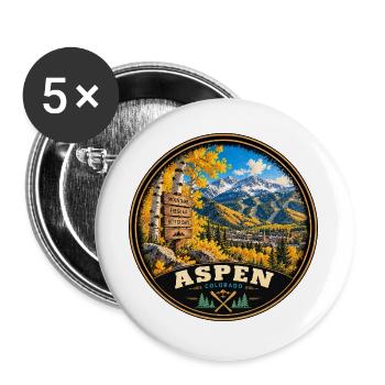 Aspen Colorado Berge Wandern Herbst Vintage - Buttons groß 56 mm (5er Pack) - Weiß - Vorne