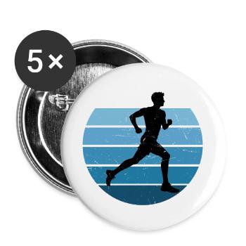 Geschenkidee für einen Running mit Running - Buttons groß 56 mm (5er Pack) - Weiß - Vorne