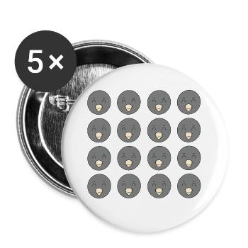 Cartoon-Maulwurfkopf - Buttons groß 56 mm (5er Pack) - Weiß - Vorne