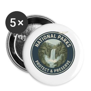 Nationalparks Schutz Logo - Buttons groß 56 mm (5er Pack) - Weiß - Vorne