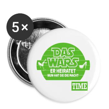 Hochzeit Das wars Sie hat die Macht Married - Buttons groß 56 mm (5er Pack) - Weiß - Vorne