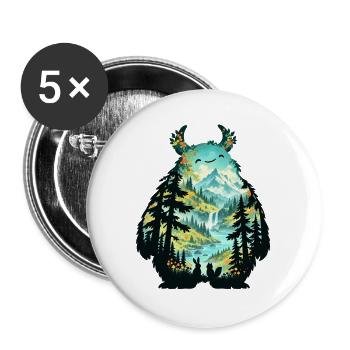 Waldfreund Monster Landschaft - Buttons groß 56 mm (5er Pack) - Weiß - Vorne