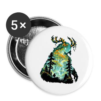 Magischer Waldgeist im Blütenhain - Buttons groß 56 mm (5er Pack) - Weiß - Vorne