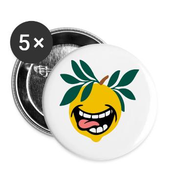  Saure Zitronen - Buttons groß 56 mm (5er Pack) - Weiß - Vorne