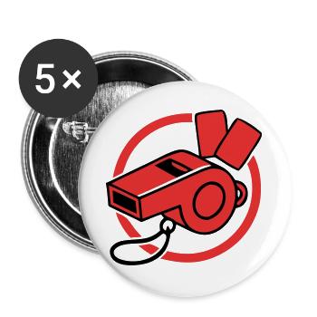 Schiedsrichter Pfeife Icon - Buttons groß 56 mm (5er Pack) - Weiß - Vorne