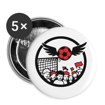 Fussball Fankurve Wappen - Buttons groß 56 mm (5er Pack) - Weiß - Vorne