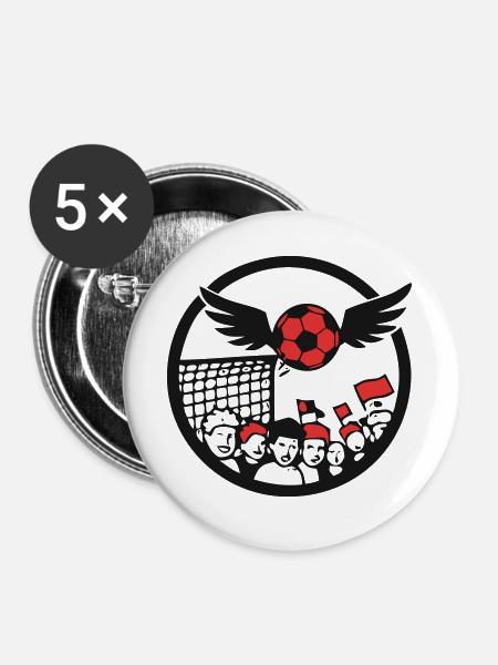 Fussball Fankurve Wappen - Buttons groß 56 mm (5er Pack) - Weiß