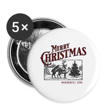 Merry Christmas - Besinnliche Rentier Liebe - Buttons groß 56 mm (5er Pack) - Weiß - Vorne