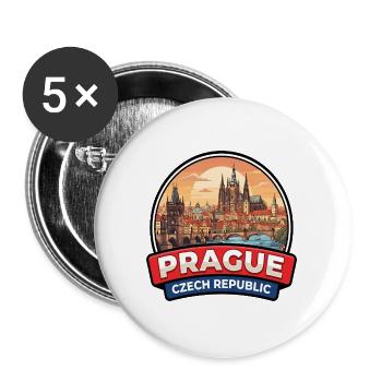 Prag, Tschechische Republik Reiseabzeichen Schlossgeschenk - Buttons groß 56 mm (5er Pack) - Weiß - Vorne