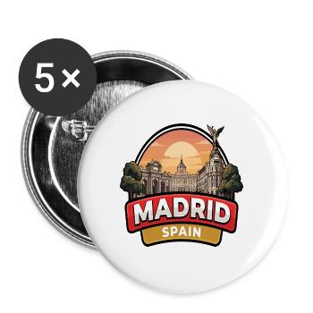 Madrid, Spanien Reiseabzeichen Königlicher Palast Stadtgeschenk - Buttons groß 56 mm (5er Pack) - Weiß - Vorne