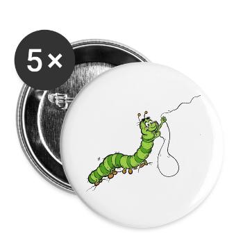 Hungry_Caterpillar - Buttons groß 56 mm (5er Pack) - Weiß - Vorne