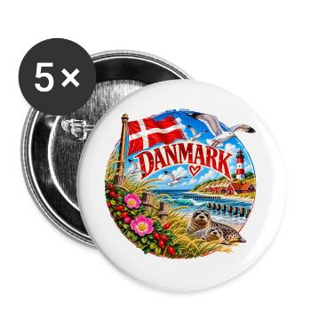 Danmark Küstenzauber Runddesign - Buttons groß 56 mm (5er Pack) - Weiß - Vorne