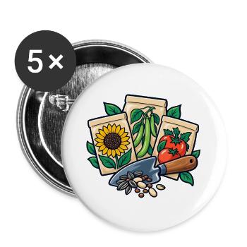 Samentausch – Gemeinsam wachsen lassen - Buttons groß 56 mm (5er Pack) - Weiß - Vorne