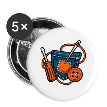 Flickwerkstatt – Gemeinsam weitertragen - Buttons groß 56 mm (5er Pack) - Weiß - Vorne