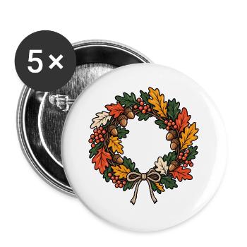 Kranzbinden – Herbstzauber von Hand - Buttons groß 56 mm (5er Pack) - Weiß - Vorne