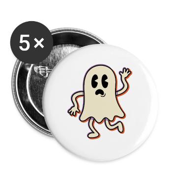 Retro ghost waving hello with a surprised face - Buttons groß 56 mm (5er Pack) - Weiß - Vorne