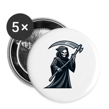 Der Sensenmann mit einer Sense, einem Symbol des Todes - Buttons groß 56 mm (5er Pack) - Weiß - Vorne