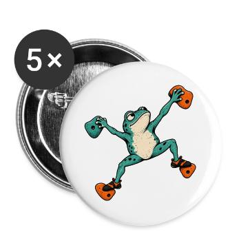 Frosch Skateboard Akrobat – Bouldern - Buttons groß 56 mm (5er Pack) - Weiß - Vorne
