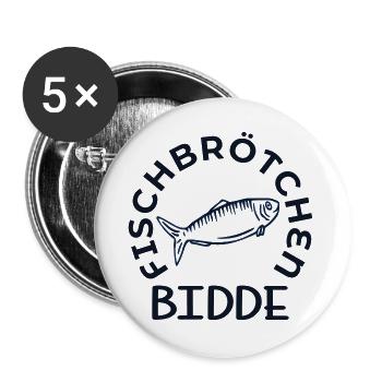 Hamburg Fischbrötchen Bidde - Buttons groß 56 mm (5er Pack) - Weiß - Vorne