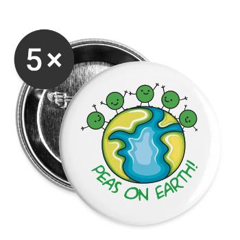 Erbsen auf der Erde - Buttons groß 56 mm (5er Pack) - Weiß - Vorne