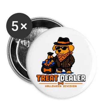 Treat Dealer Hund Halloween Pixel Art. - Buttons groß 56 mm (5er Pack) - Weiß - Vorne