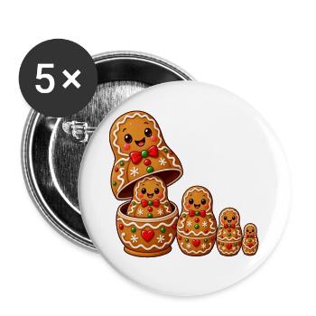 Lebkuchenpuppenmann stapelbares Elsass - Buttons groß 56 mm (5er Pack) - Weiß - Vorne