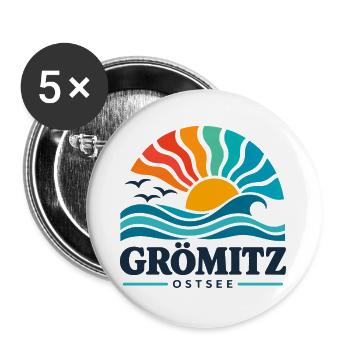 Grömitz - Ostsee - Deutschland - Riesenrad - Buttons groß 56 mm (5er Pack) - Weiß - Vorne